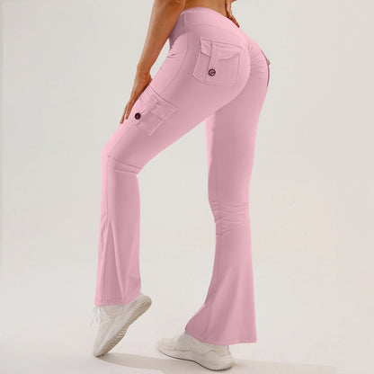🧘‍♀️ Only 49% OFF Today High-Waisted Flare Cargo Yoga Pants – Tummy Control & Leg-Lengthening Fit