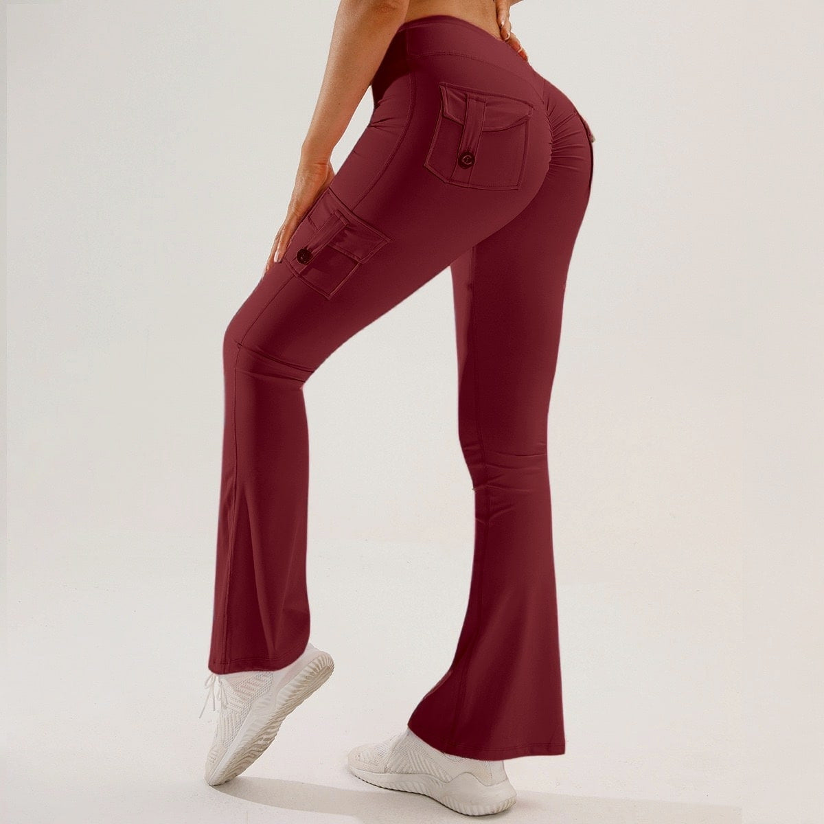 🧘‍♀️ Only 49% OFF Today High-Waisted Flare Cargo Yoga Pants – Tummy Control & Leg-Lengthening Fit