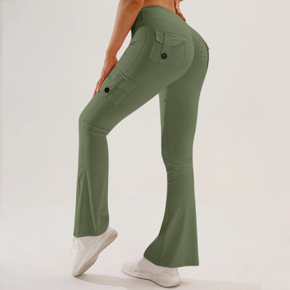 🧘‍♀️ Only 49% OFF Today High-Waisted Flare Cargo Yoga Pants – Tummy Control & Leg-Lengthening Fit