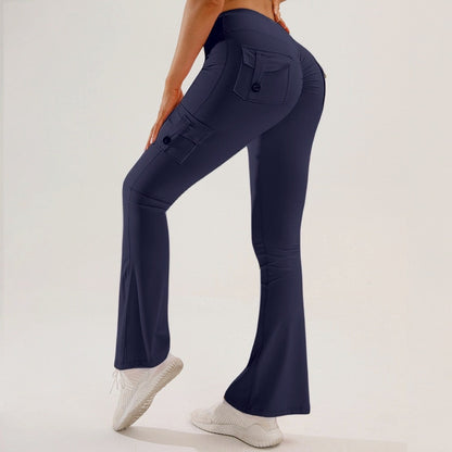 🧘‍♀️ Only 49% OFF Today High-Waisted Flare Cargo Yoga Pants – Tummy Control & Leg-Lengthening Fit