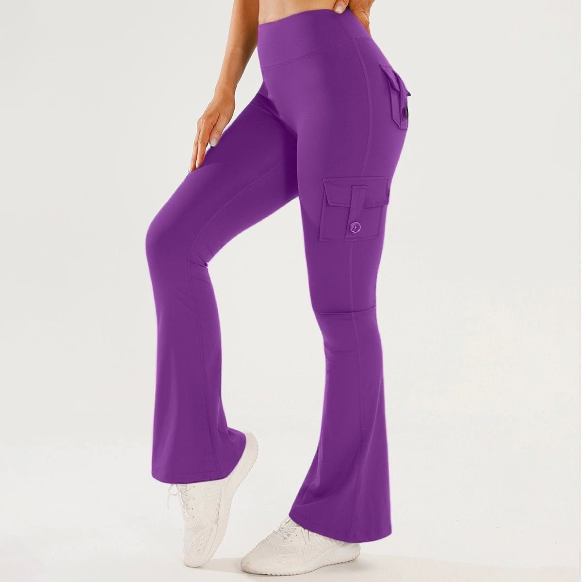 🧘‍♀️ Only 49% OFF Today High-Waisted Flare Cargo Yoga Pants – Tummy Control & Leg-Lengthening Fit
