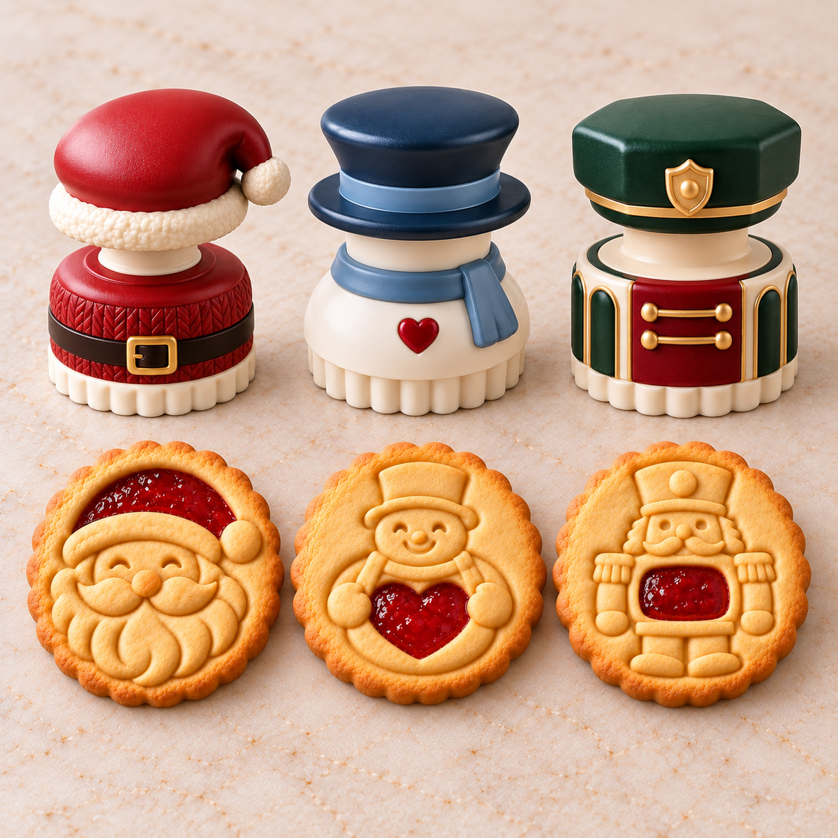 📣 LAST DAY 50% OFF – 🎄 Christmas Jam-Filled Cookie Stamp Molds, 6 Festive Designs