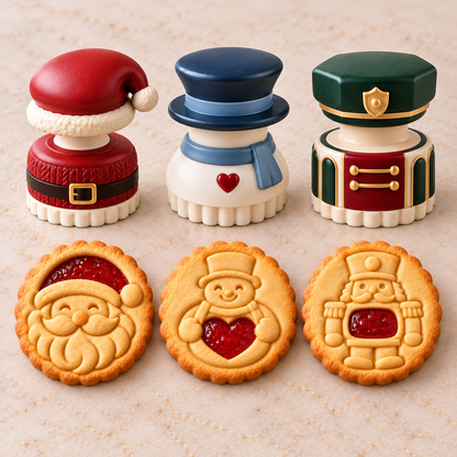 📣 LAST DAY 50% OFF – 🎄 Christmas Jam-Filled Cookie Stamp Molds, 6 Festive Designs