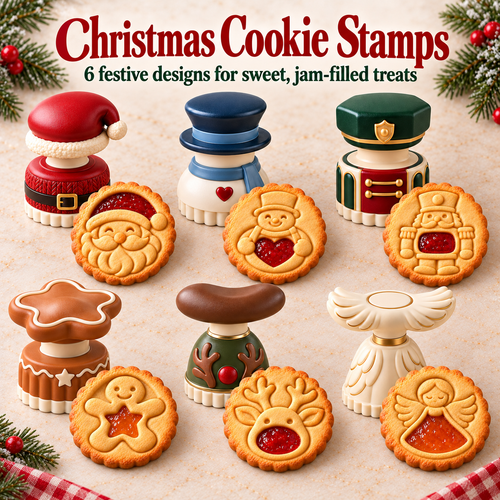 📣 LAST DAY 50% OFF – 🎄 Christmas Jam-Filled Cookie Stamp Molds, 6 Festive Designs