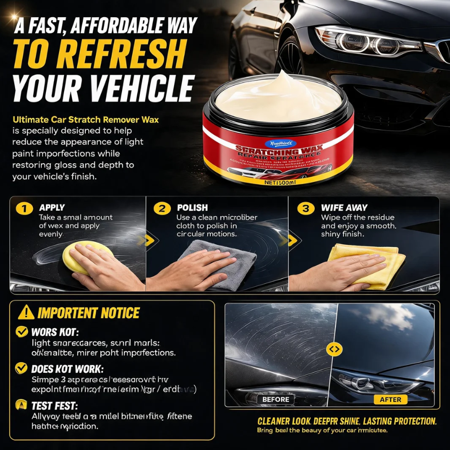 🚗 Ultimate Car Scratch Remover Wax – Reduce Scratches & Restore Showroom Shine ✨