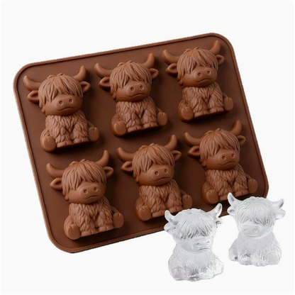 🐮 Mini Highland Cow Ice Cube Mold – Turn Every Drink Into a Cute Moment