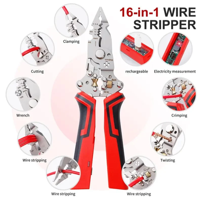 ⚡16-in-1 Rechargeable Wire Stripper & Voltage Tester Pliers💪
