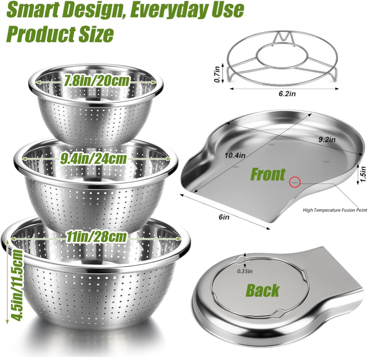 🔥 50% Off 5-Piece Self-Draining Colander Set for Kitchen Prep