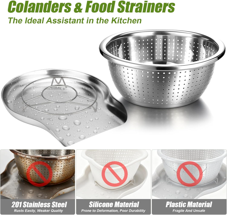🔥 50% Off 5-Piece Self-Draining Colander Set for Kitchen Prep