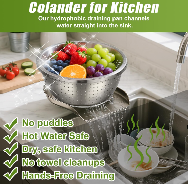 🔥 50% Off 5-Piece Self-Draining Colander Set for Kitchen Prep
