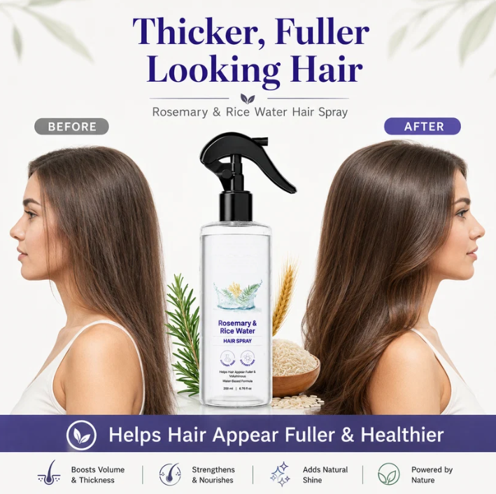 🌿 50% OFF Rosemary & Rice Water Hair Spray ✨ Fuller-Looking, Healthier Hair