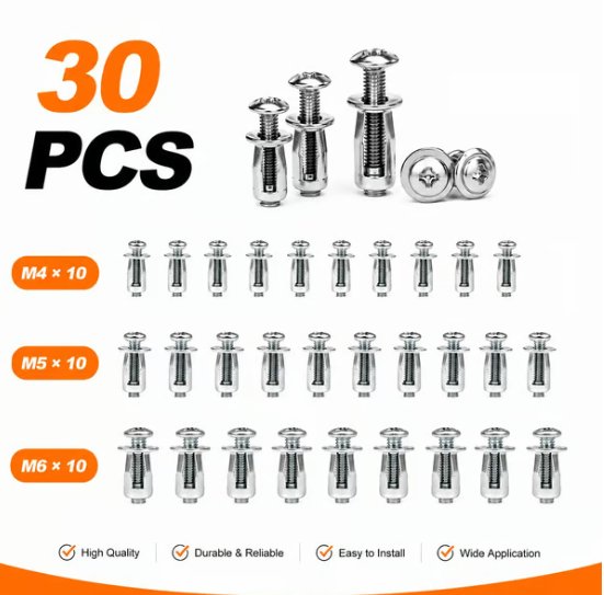 🔥 50% OFF 90PCS Rivet Locking Nuts Set 🔩 M4 M5 M6 Heavy-Duty Fasteners