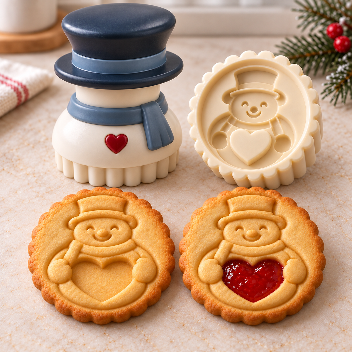 📣 LAST DAY 50% OFF – 🎄 Christmas Jam-Filled Cookie Stamp Molds, 6 Festive Designs