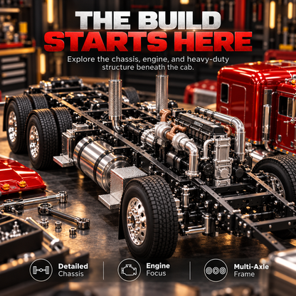 🚛 Classic American Long-Nose Truck Model Kit - Red Semi DIY Build 🛠️