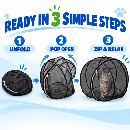 🐈 Pop-Up Mesh Cat Playpen – Roomy 32-Inch Indoor & Outdoor Enclosure