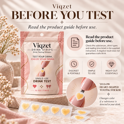 ✨ VIQZET Drink-Testing Nail Stickers 💅 Discreet Single-Use Tests