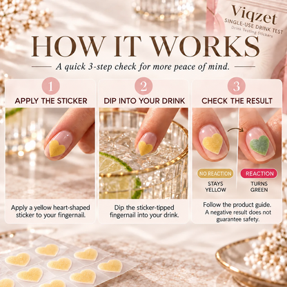 ✨ VIQZET Drink-Testing Nail Stickers 💅 Discreet Single-Use Tests