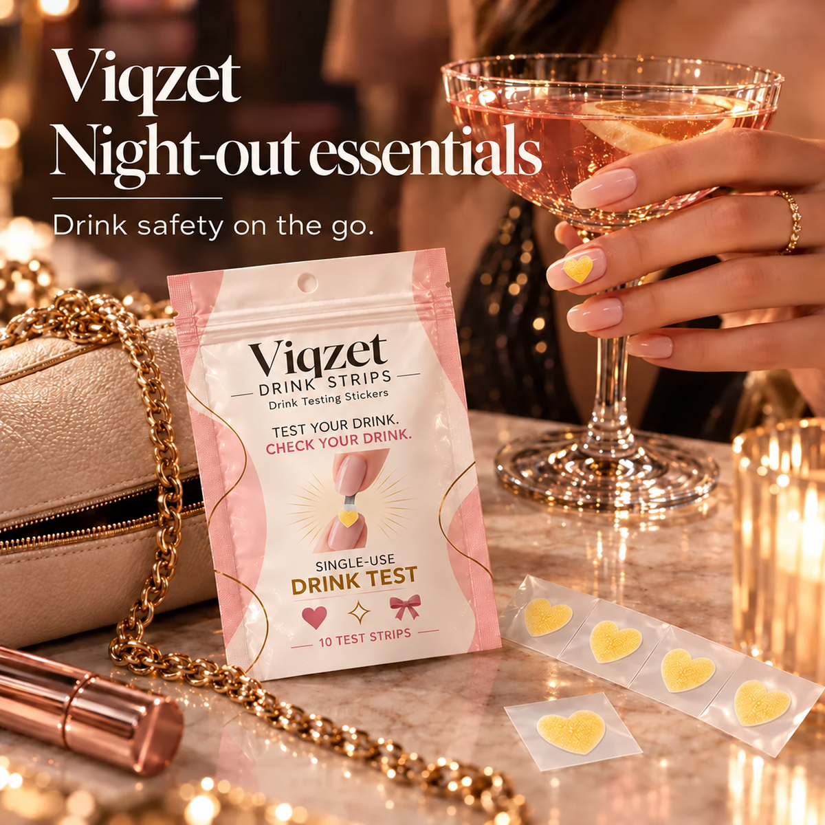 ✨ VIQZET Drink-Testing Nail Stickers 💅 Discreet Single-Use Tests