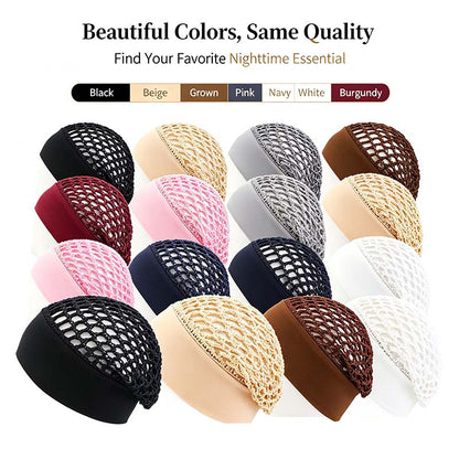 3-Piece Stretchy Wide-Edge Sleeping Cap Set, Soft Protection Bonnet for Nighttime Hair Care & Beauty??