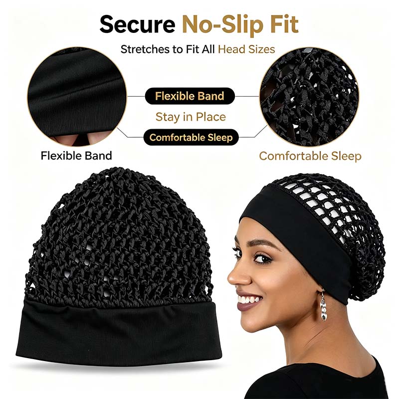 3-Piece Stretchy Wide-Edge Sleeping Cap Set, Soft Protection Bonnet for Nighttime Hair Care & Beauty??