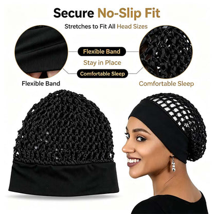 3-Piece Stretchy Wide-Edge Sleeping Cap Set, Soft Protection Bonnet for Nighttime Hair Care & Beauty??