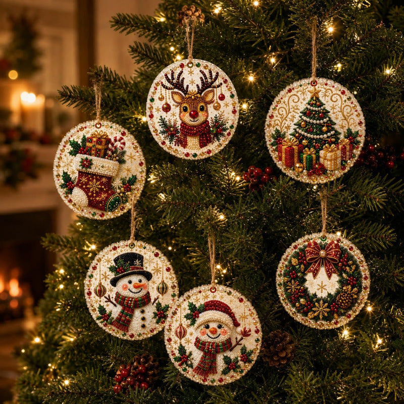 🎄 50% OFF 6-Piece DIY Diamond Art Christmas Ornament Kit