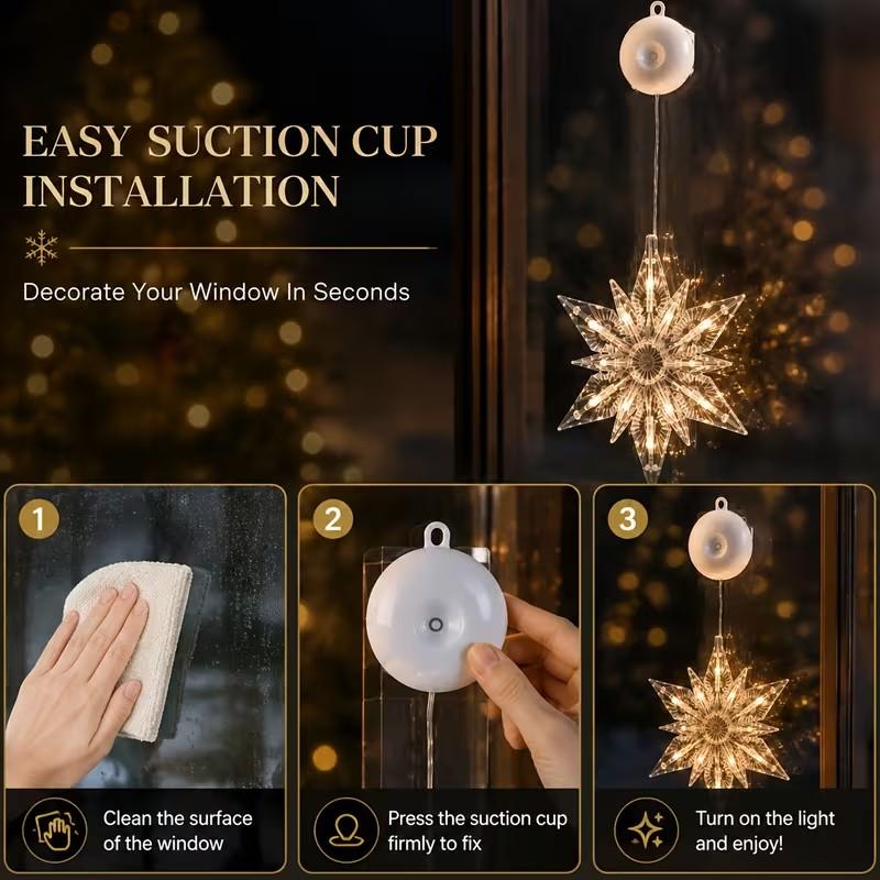 ❄️ DIY Christmas Snowflake Window Lights – Battery-Powered Festive Window Decorations