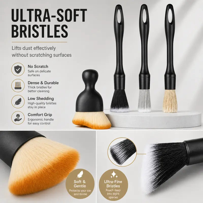 🔥 LIMITED-TIME 50% OFF! 🚗 4-Piece Car Detailing Brush Set – Clean Every Corner Without Scratches ✨