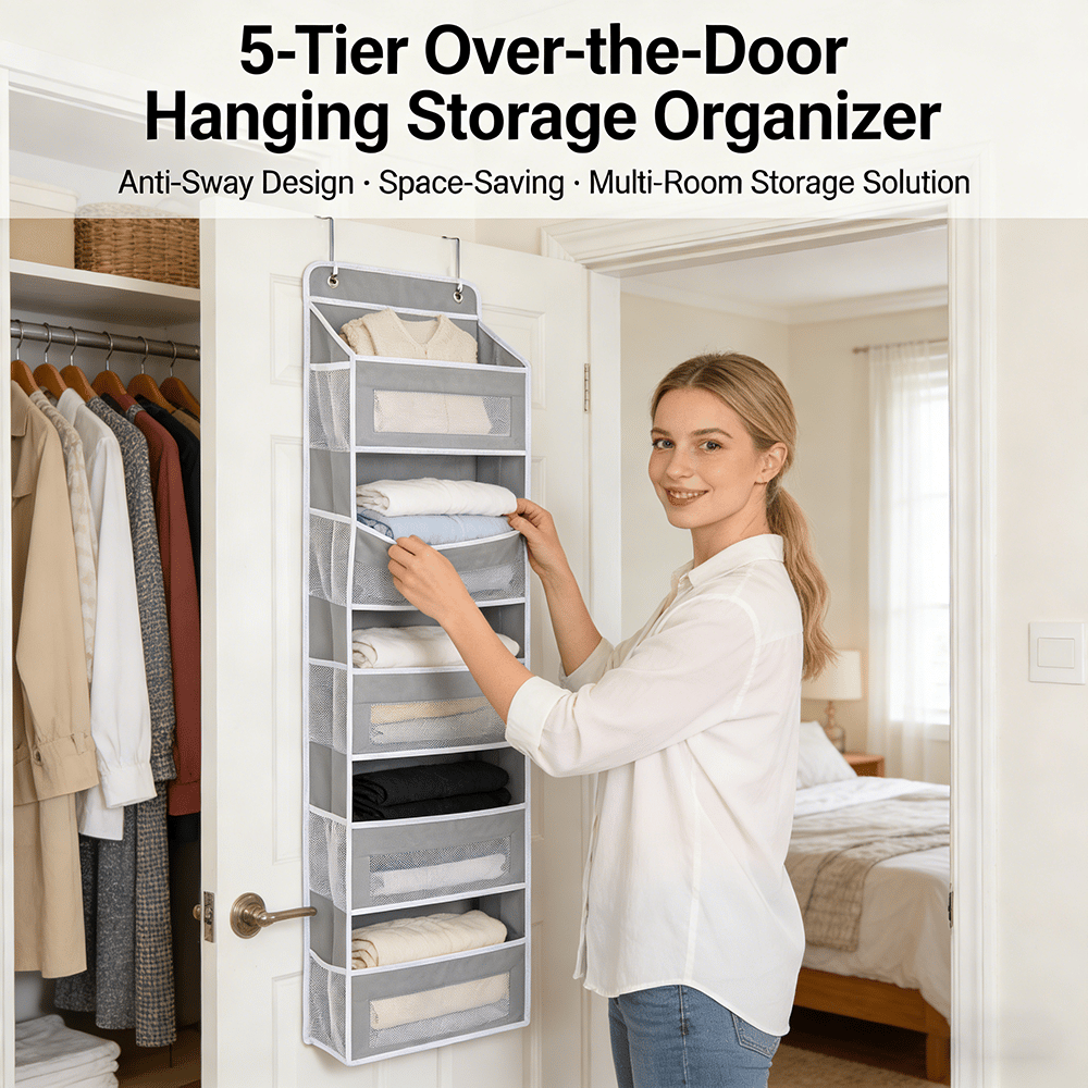 🧺 5-Tier Over-the-Door Hanging Storage Organizer