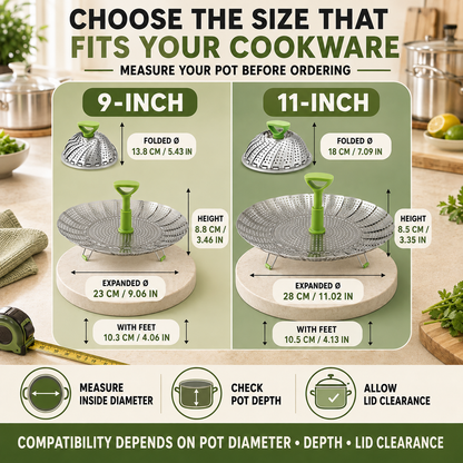 🥦 48% OFF 3-in-1 Adjustable Folding Steamer Basket ✨ Steam, Rinse & Serve with Ease