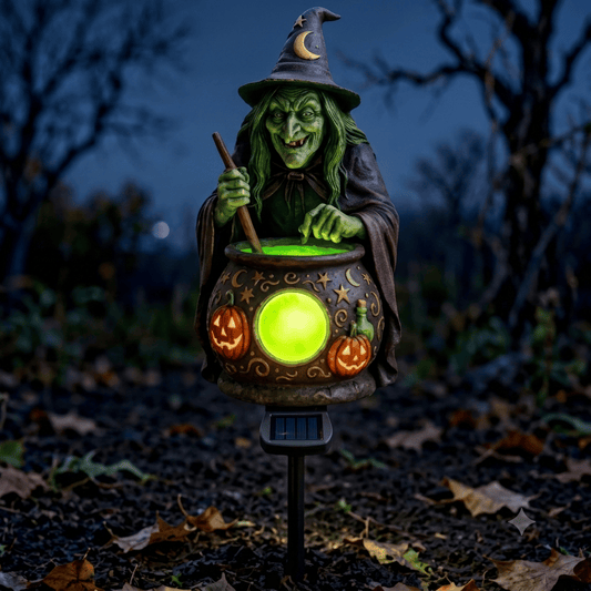 🔥Last Day 50% OFF – 🧙‍♀️✨Halloween Solar Witch Cauldron Garden Stake Light