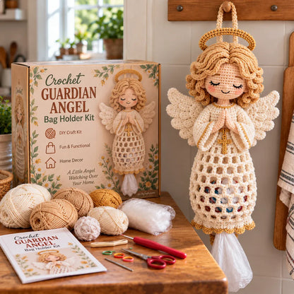 🧶 Blessed Home DIY Crochet Bag Holder Kit with Faith-Inspired Figures 🕊️