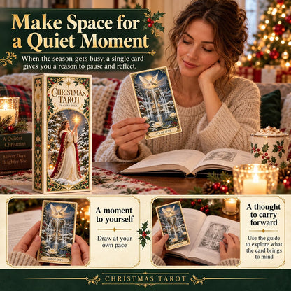 Last Day 49% OFF🎉-🔮  Complete 78-Card Christmas Holiday Tarot Deck with Guidebook & Gift Box 🎄