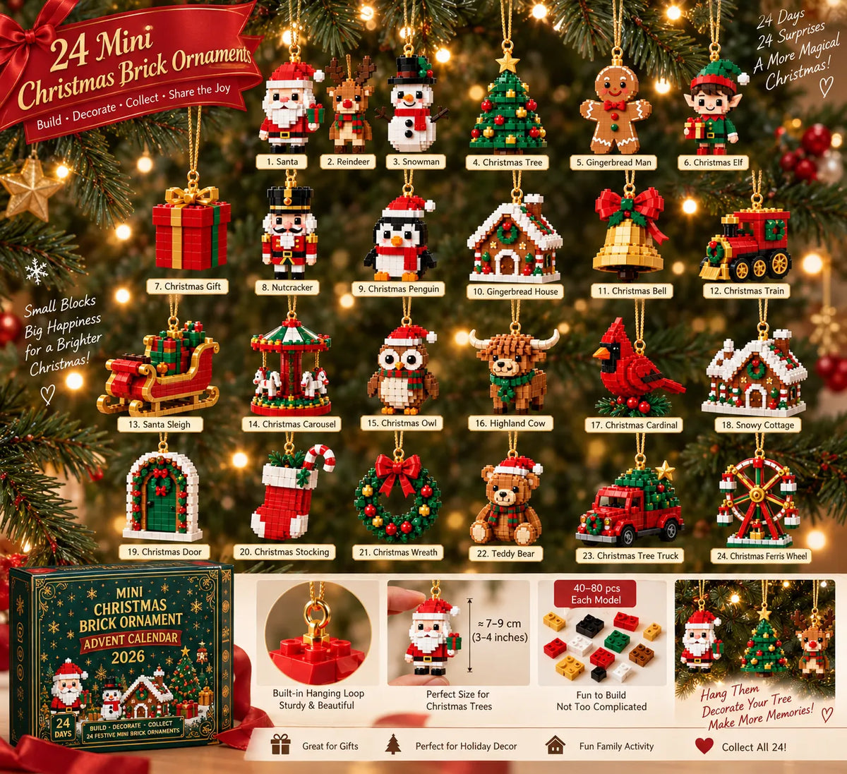 🔥 50% OFF – 24-Day Christmas Brick Ornament Advent Calendar 🎁 Build, Hang & Celebrate Every Day ✨