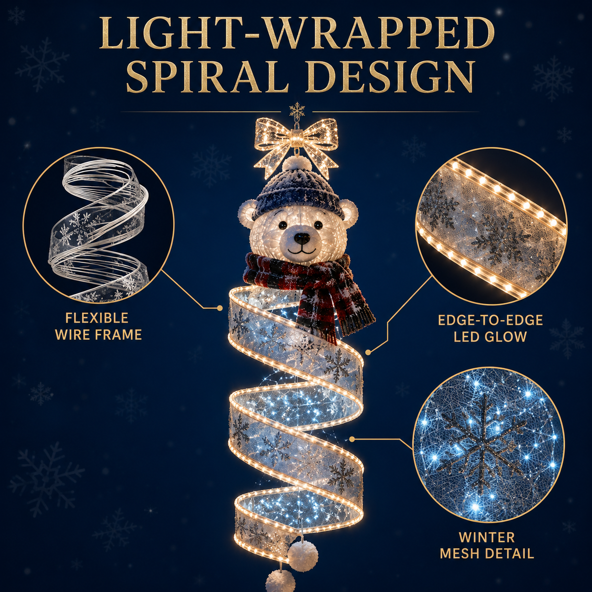 🎄 Christmas Spiral LED Light Collection – Festive Hanging Holiday Decor