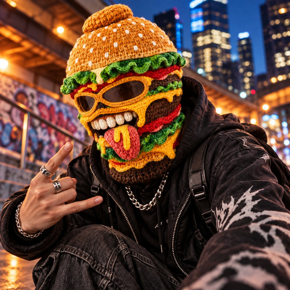 3D Fast Food Knit Balaclava - Thermal Ski & Snowboard Mask