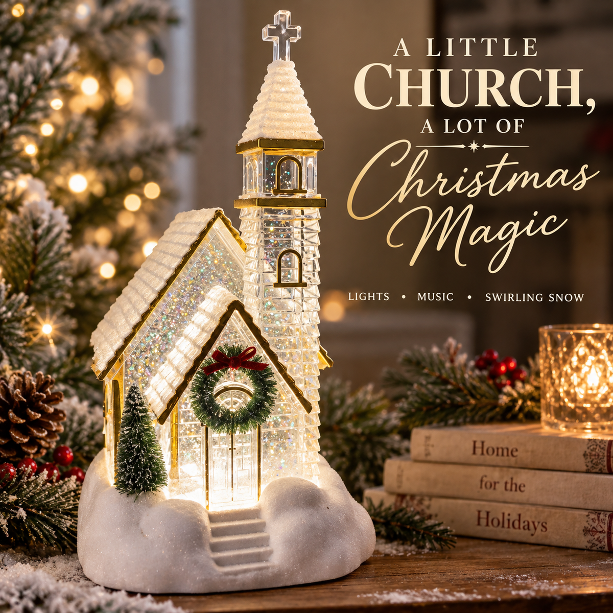 🎄 Enchanted Musical Snowfall Christmas Lantern with Glowing Lights