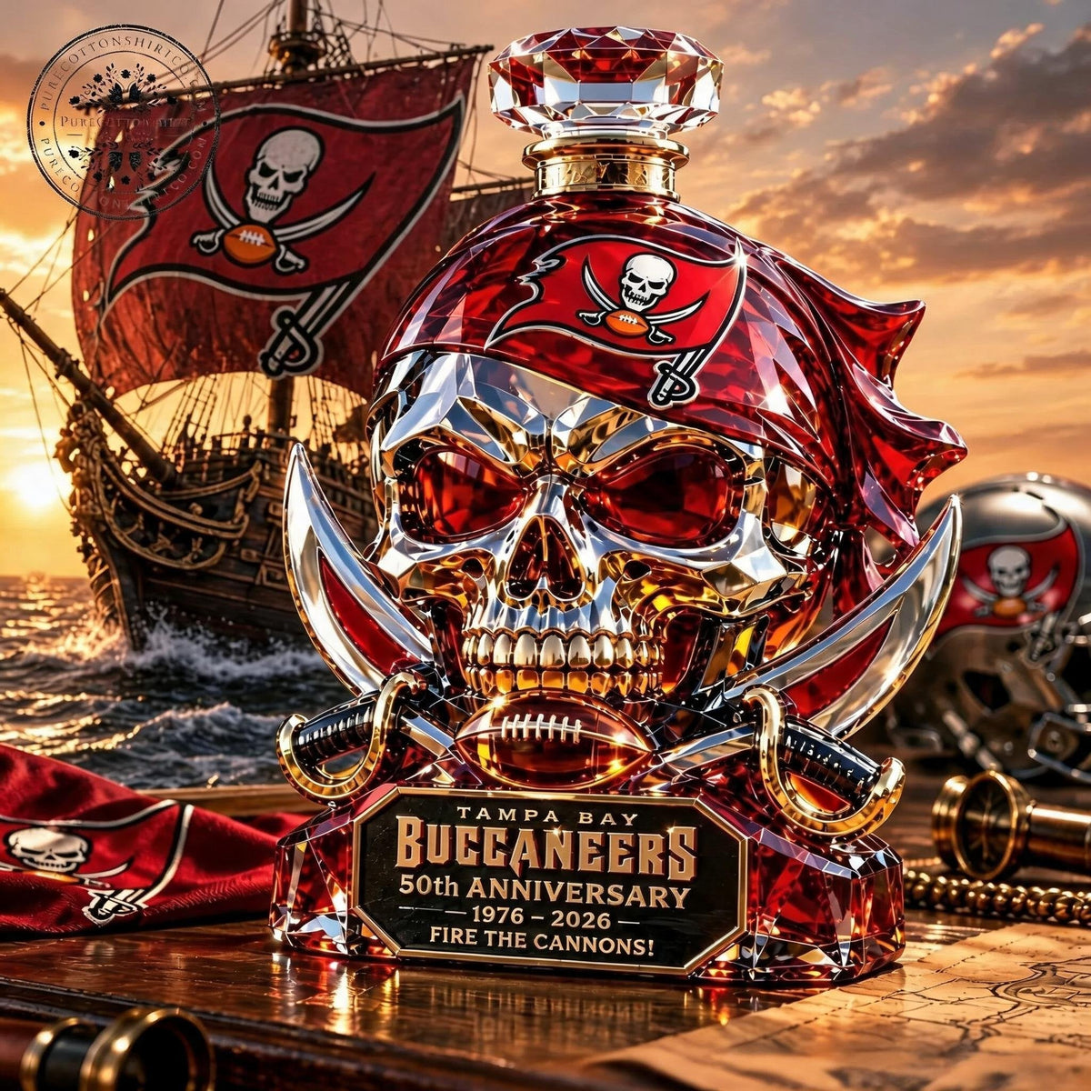 Pirate Skull Crystal Whiskey Decanter
