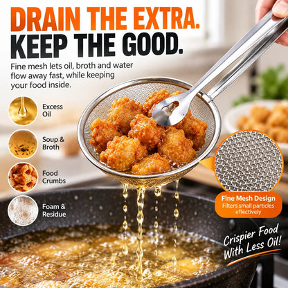 🔥2-in-1 Stainless Steel Strainer Tongs – Grab, Drain & Serve with One Tool