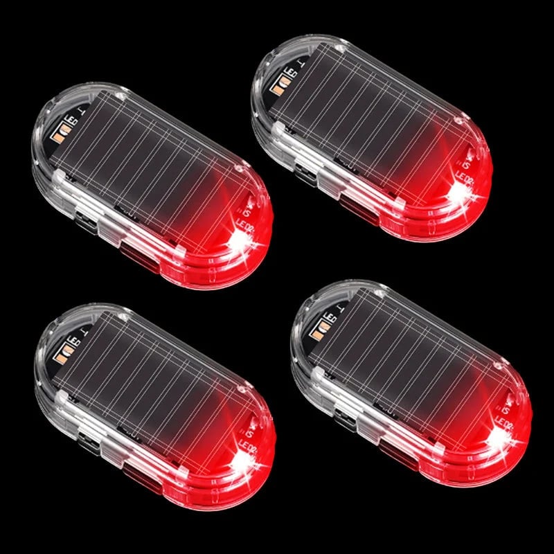 🚗 4-Pack Solar Car Security Warning Light – LED Theft Deterrent