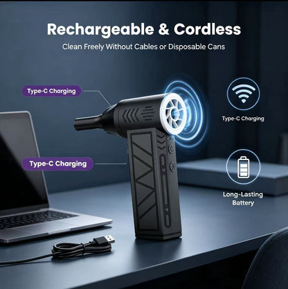 2-in-1 Cordless Air Duster & Vacuum - 130,000 RPM Rechargeable Turbo Blower