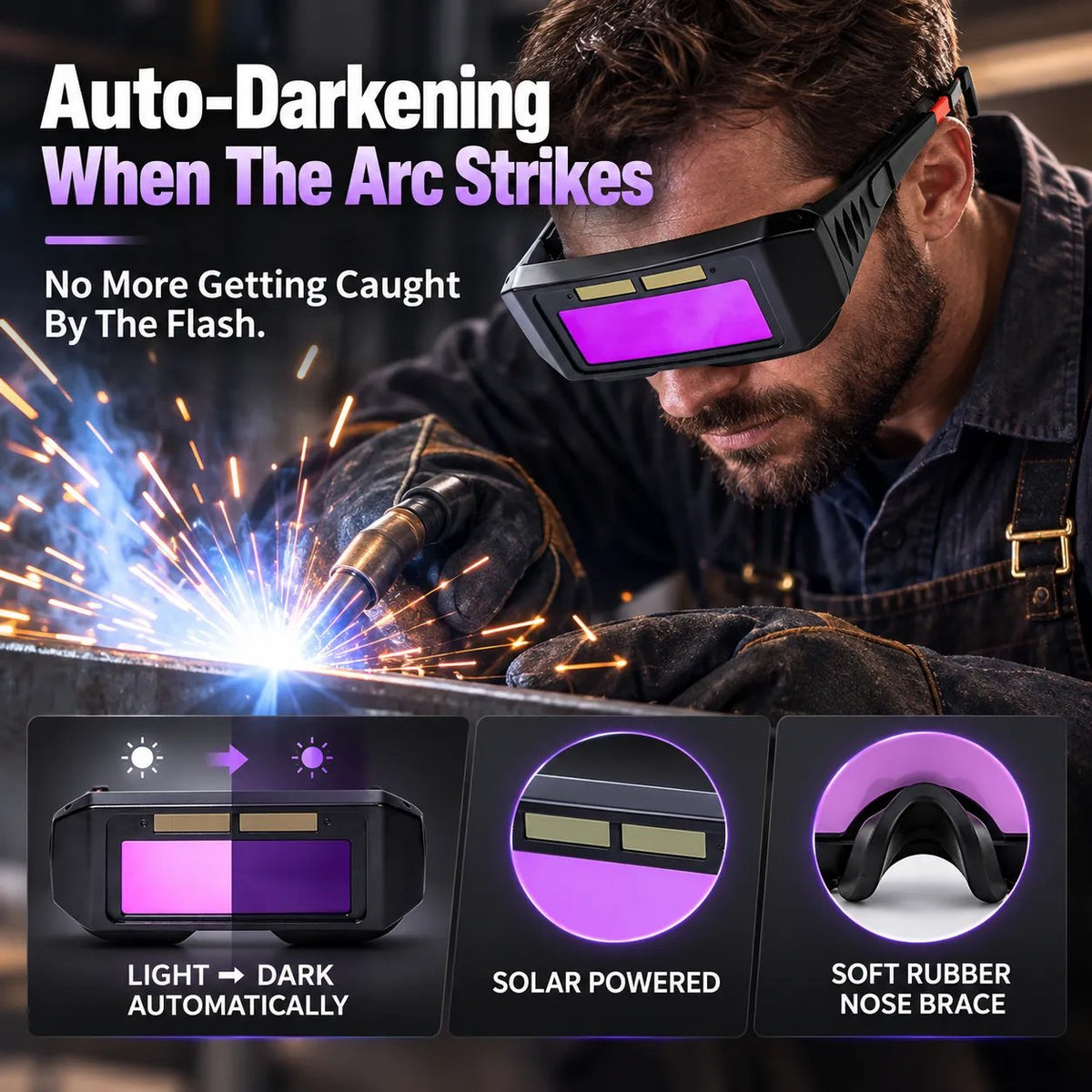 🔥 50% OFF Solar Auto-Darkening Welding Goggles – Adjustable Eye Protection 🥽⚡