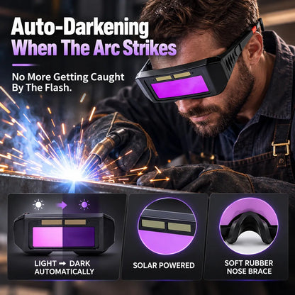 🔥 50% OFF Solar Auto-Darkening Welding Goggles – Adjustable Eye Protection 🥽⚡