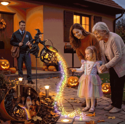 🎃 50% OFF Glowing Witch Cauldron Garden Light ✨ Outdoor Halloween Decor