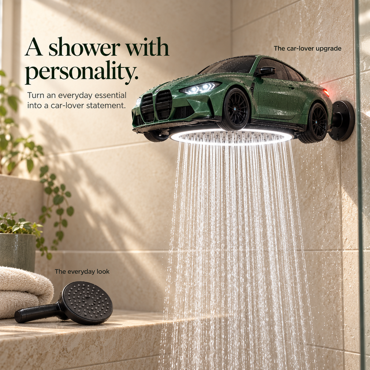 🏎️ Sports Car Shower Head – Unique Racing-Inspired Bathroom Decor 🚿