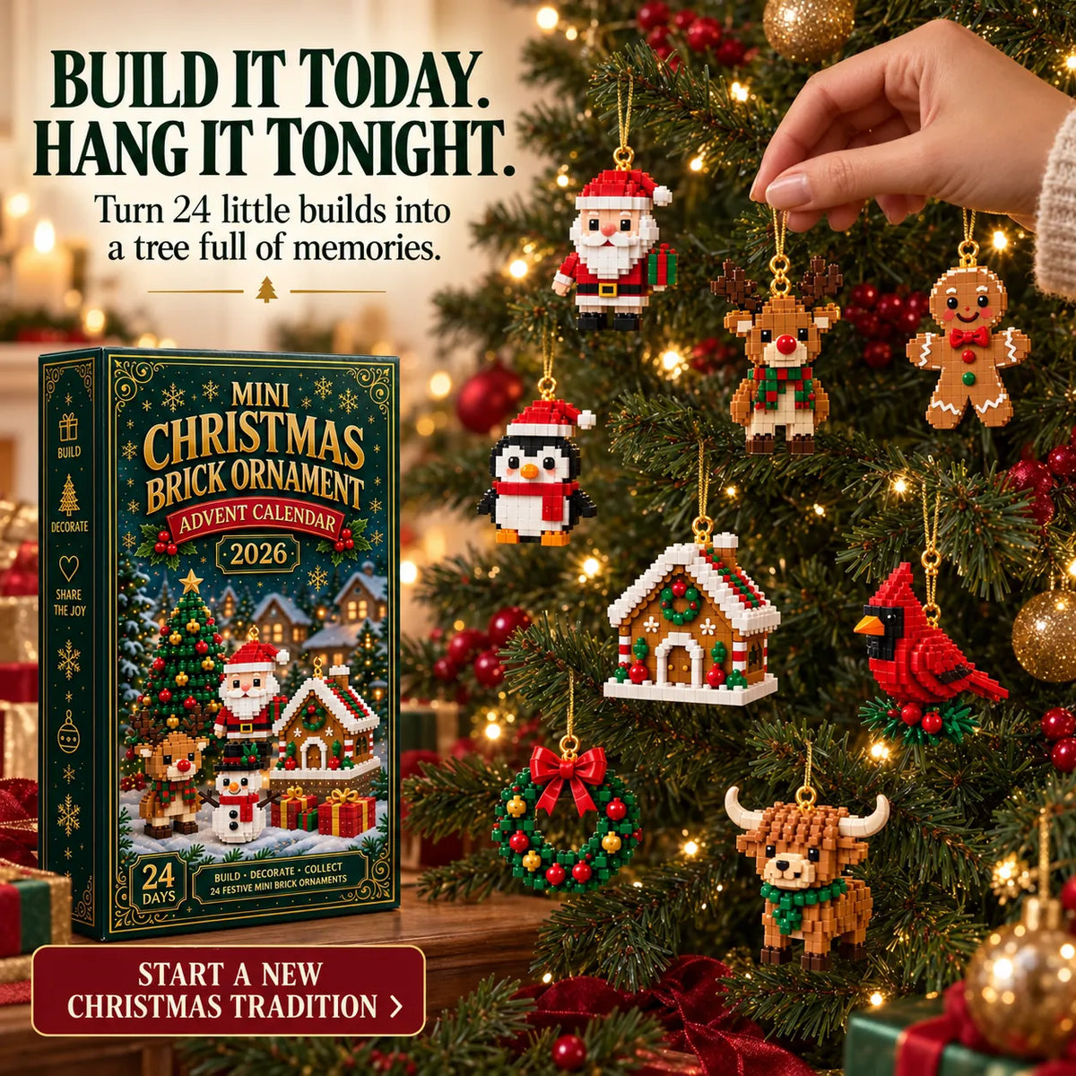 🔥 50% OFF – 24-Day Christmas Brick Ornament Advent Calendar 🎁 Build, Hang & Celebrate Every Day ✨