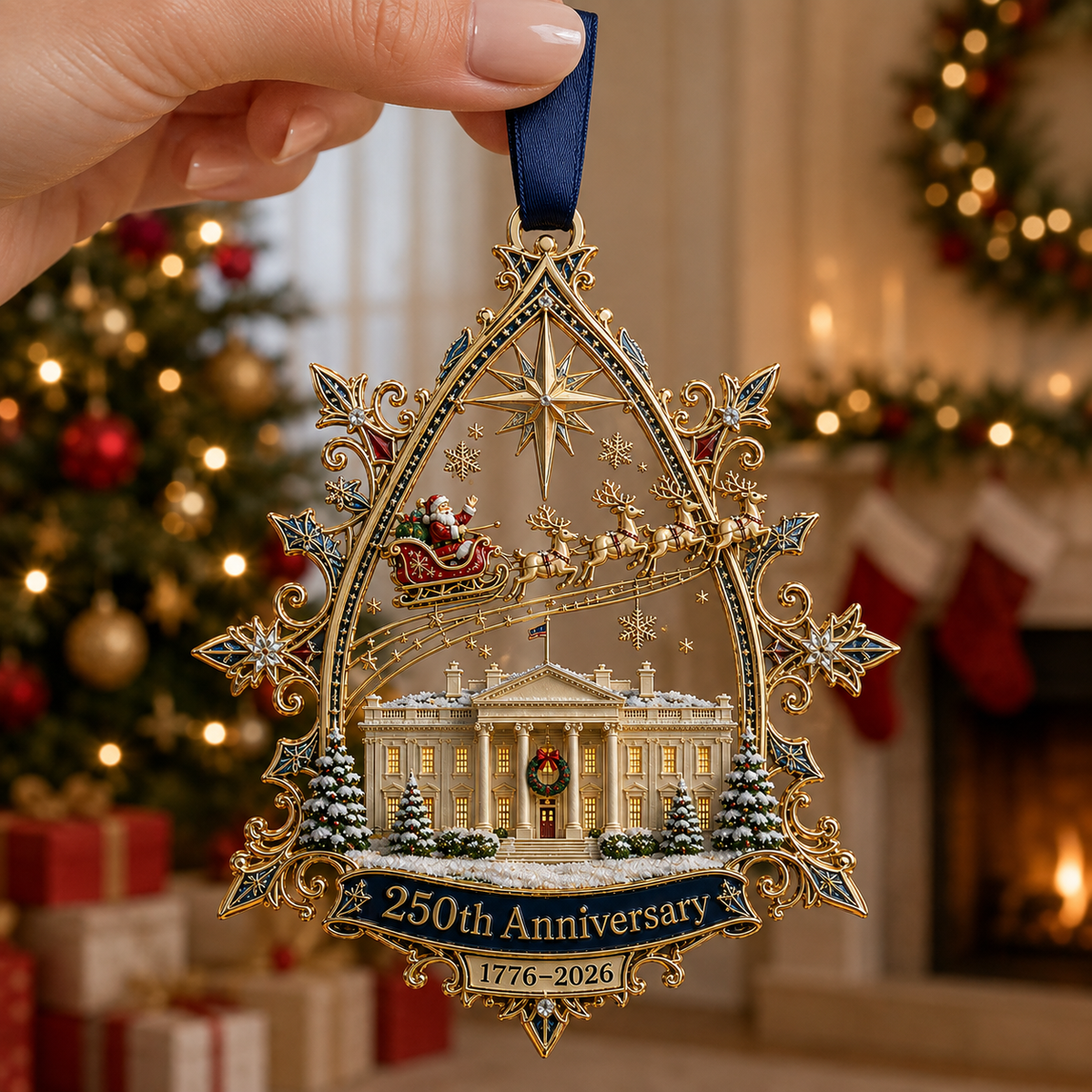 🔥250250th Anniversary: Santa Flying Over the White House on a Snowy Nightth Anniversary: Santa Flying Over the White House on a Snowy Night