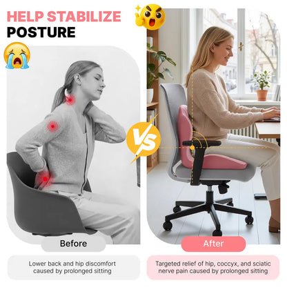 Ergonomic Memory Foam Seat & Back Cushion for All-Day Comfort🪑