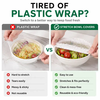 🔥 HOT SALE 🥗 100PCS Stretch Food Covers – Stretch, Cover & Keep Food Fresh with Ease ✨
