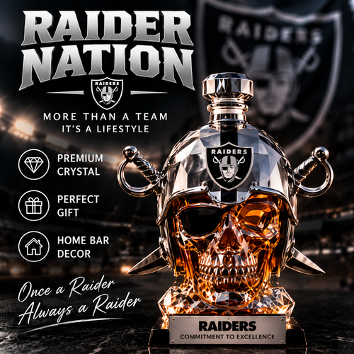 💀 Football Skull Decanter 🏈 750mL Game-Day Home Bar Display